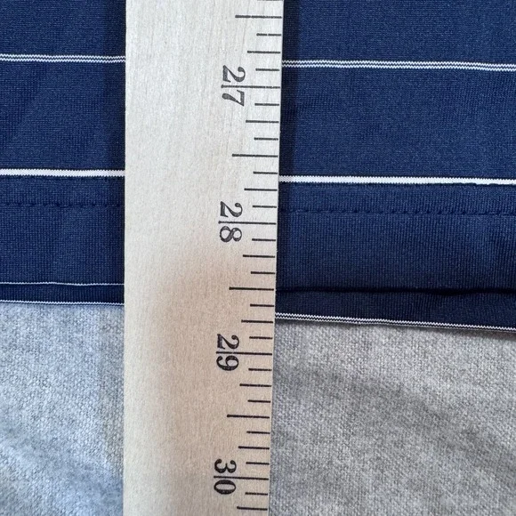 Greg Norman Shirt Mens Large Polo Navy Blue Striped Play Dry Golf Performance - Picture 5 of 9